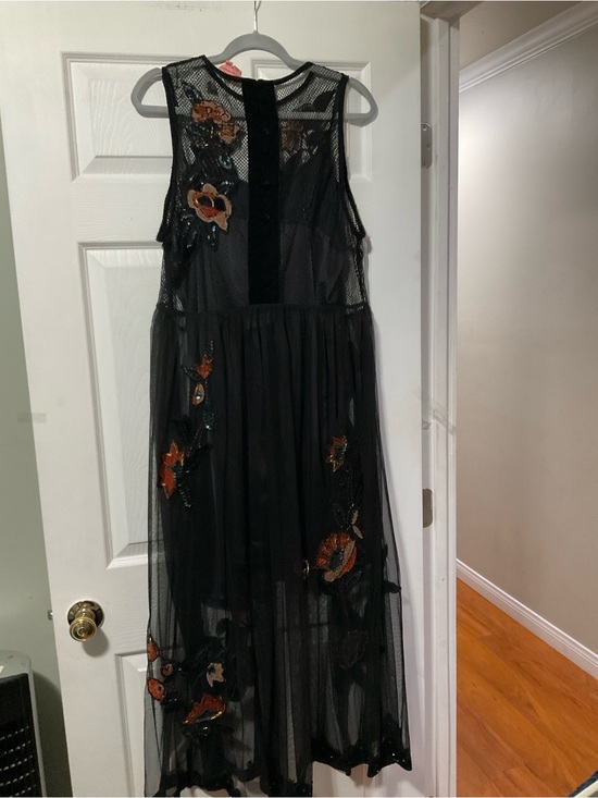 Anthropologie Dresses & Skirts - Sheer Black Floral Embroidered Maxi Dress